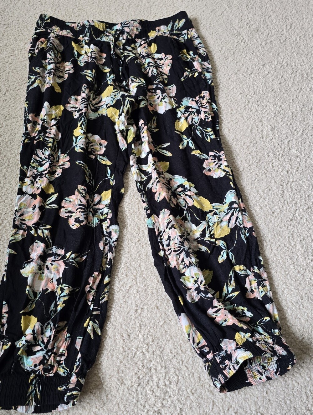 O'Neill With Pockets 100% Viscose Tie Waist Boho Capri Pants